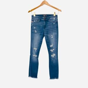 Abercrombie & Fitch Distressed Harper Ankle Raw Hem Low Rise